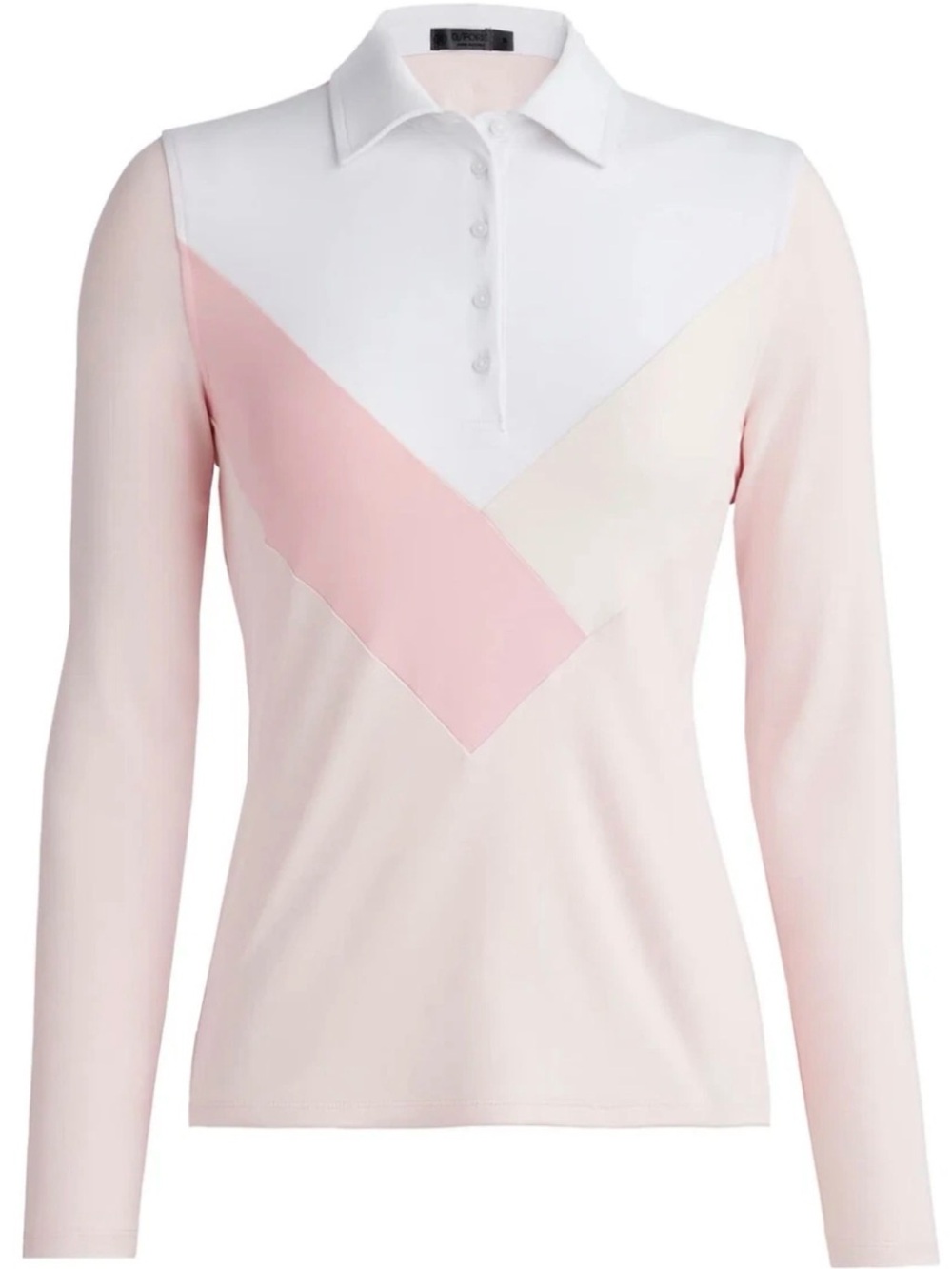 G/FORE Multi V Tech Jersey Long Sleeve Golf Polo Pink Medium Stretch Top